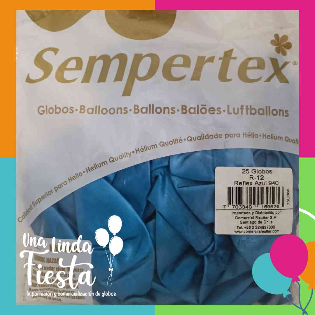  Color Azul Reflex | Bolsa Sempertex de 25 Globos R12 
