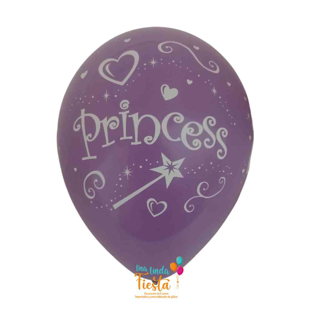 Globos diseño Princesa Color Lila Látex R11