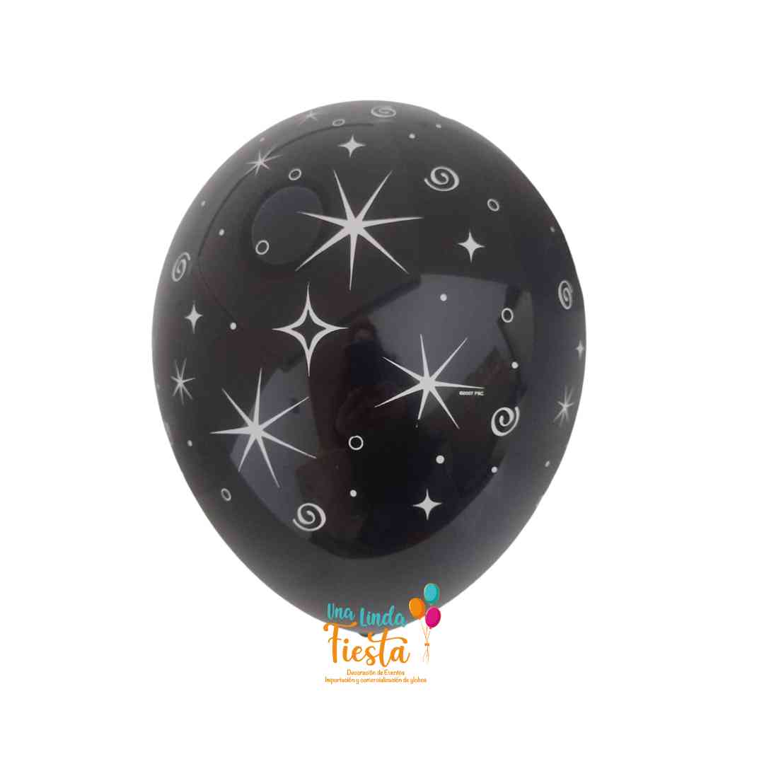 Globos diseño Estrellas Color Negro Látex R11